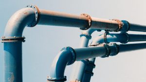 An oil pipeline closeup