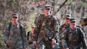 Cadets marching in the military