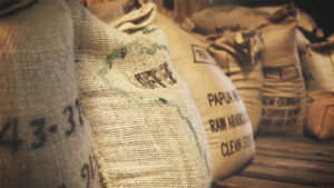 Image depicting global grain and coffee sacks for export