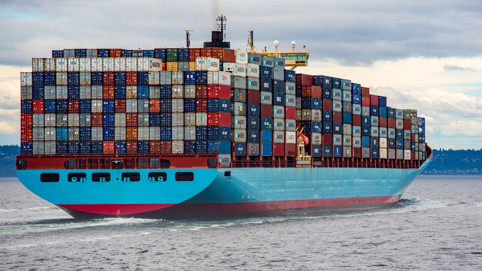 A cargo ship in the ocean