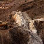 Photo showing trucks at a lithium mine