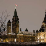 Photo of the Canadian Parliament building in winter