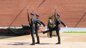 Guard of honor at the Eternal Flame on the Red Square in Moscow