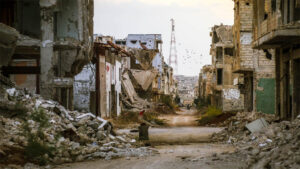 Photo of a bombed out Syrian city