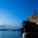 Photo of a ship in a port in Helsinki, Finland