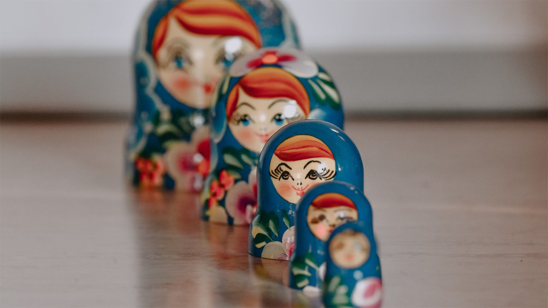 Photo of Russian dolls moving down in smaller size