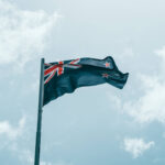 Flag of New Zealand waving in the wind