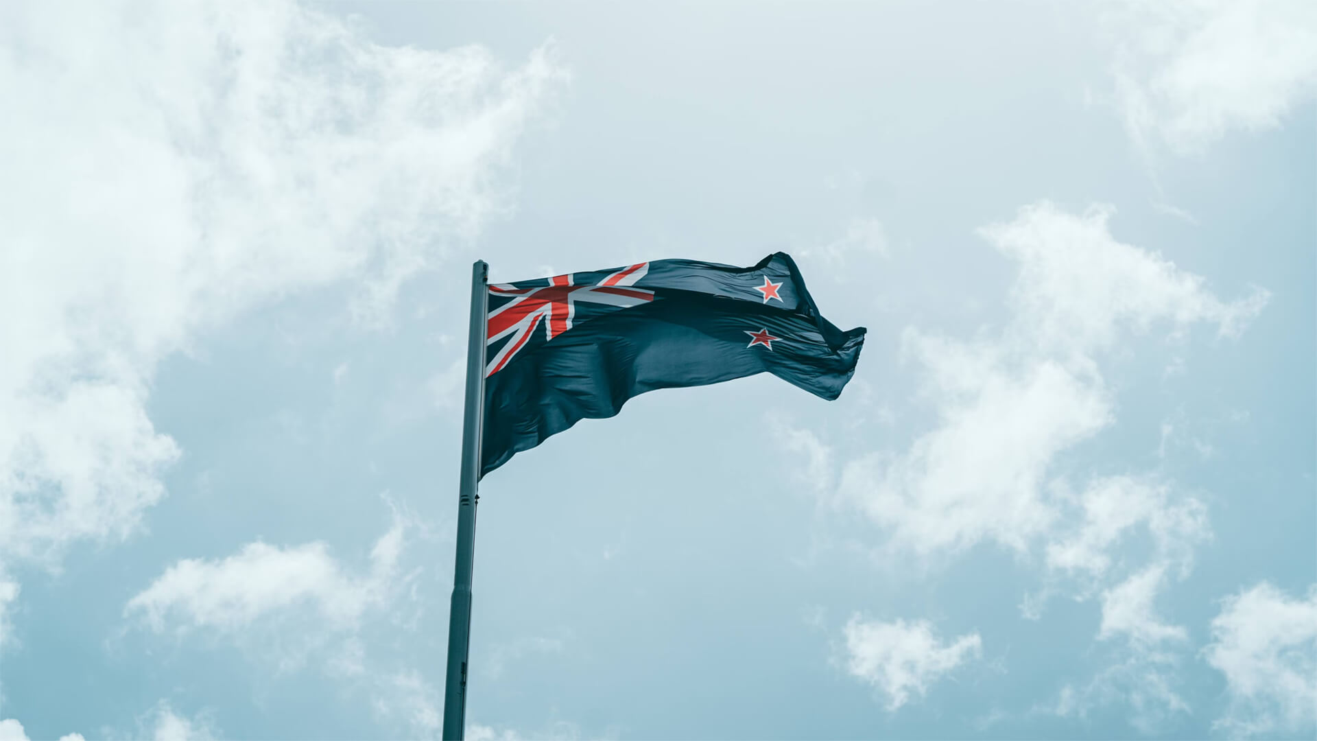 Flag of New Zealand waving in the wind