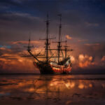Photo of a pirate ship on the seas