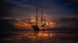 Photo of a pirate ship on the seas