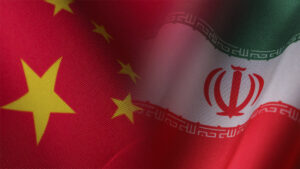 The flags of China and Iran