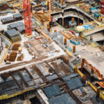 View above an industrial construction site