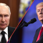 Split Screen of Putin and Trump