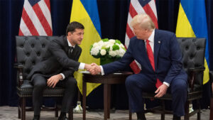 Volodymyr Zelensky and Donald Trump shaking hands from wikimedia: https://commons.wikimedia.org/wiki/File:Volodymyr_Zelensky_and_Donald_Trump_2019-09-25_01.jpg