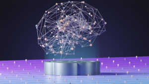 ChatGPT logo with a synthetic brain hovering above