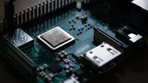 Photo of interior of computer chip