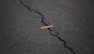 Band aid on a crack in the street