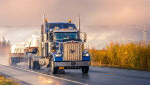 A mack truck on the highway