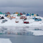 Town of Aasiaat (Greenland) during winter season