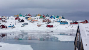 Town of Aasiaat (Greenland) during winter season