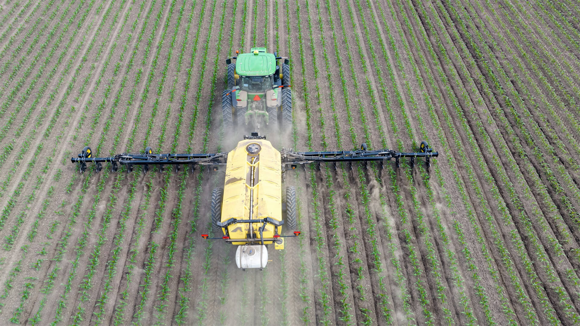 A machine fertilizing crops