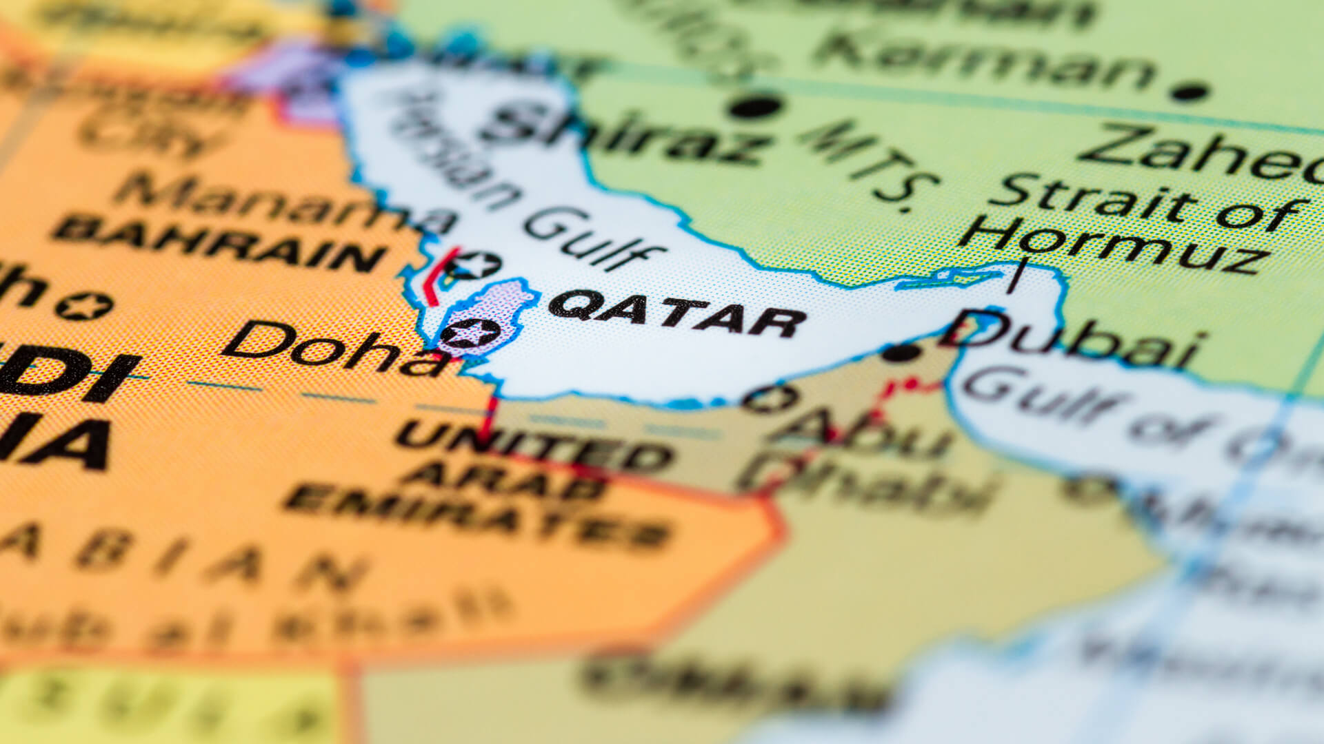 Qatar and Persian Gulf Region on a Map | Photo licensed by Envato Elements