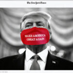 President Tump with a MAGA face mask over his mouth