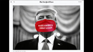 President Tump with a MAGA face mask over his mouth