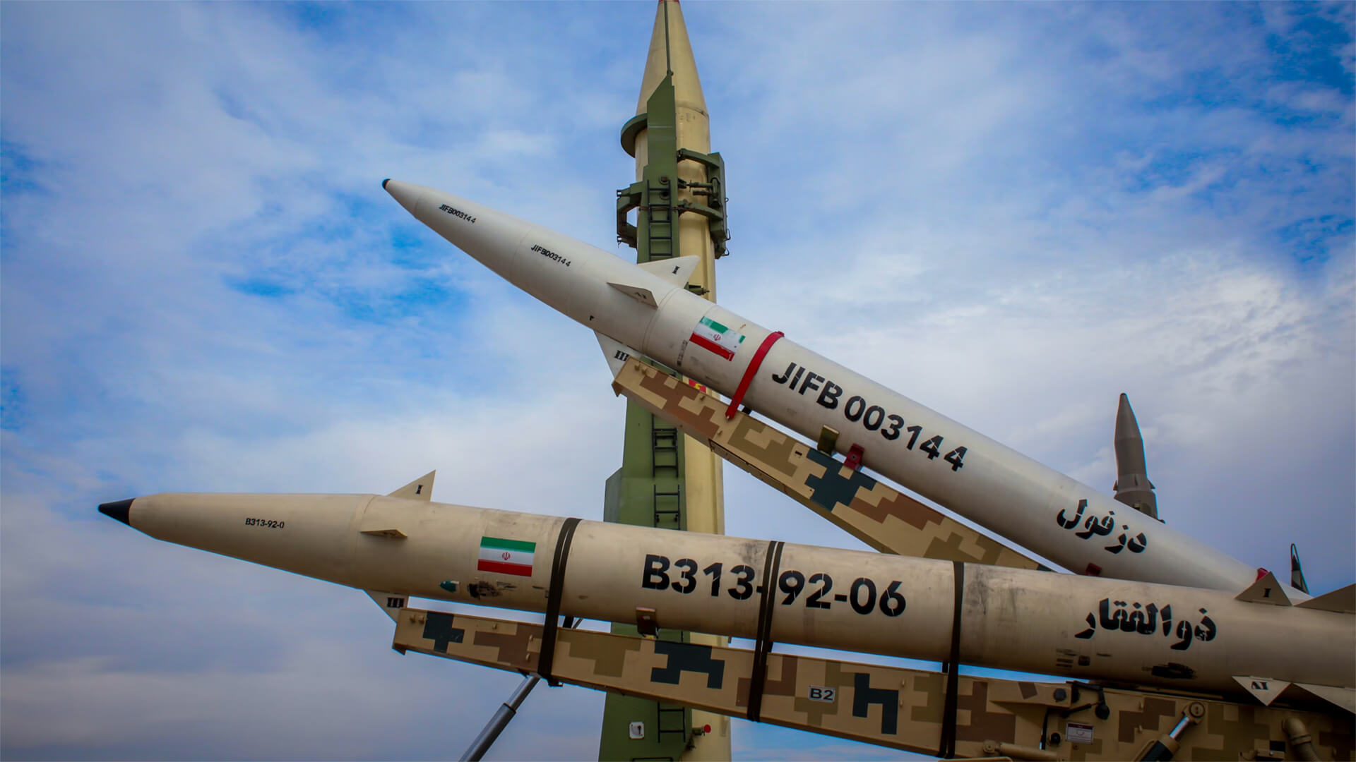 Missiles with Iranian flags on them