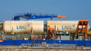 Two LNG tankers at port