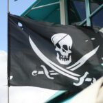A jolly Roger Flag on a ship