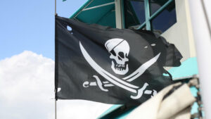 A jolly Roger Flag on a ship