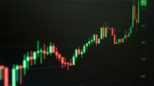 Stock market candlesticks trending upwards