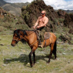 Iconic photo of shirtless Putin riding a horse in Russia | Creative Commons license from Flickr: https://www.flickr.com/photos/jedimentat/6230779369