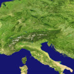 A satellite map of central Europe and terrain