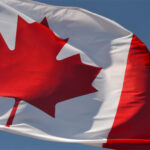 Flag of Canada waving in the wind