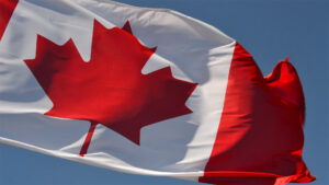 Flag of Canada waving in the wind