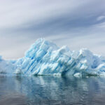 A glacier in the ocean floating