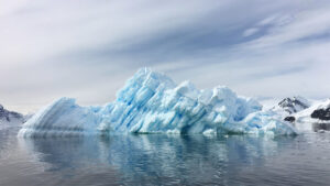 A glacier in the ocean floating
