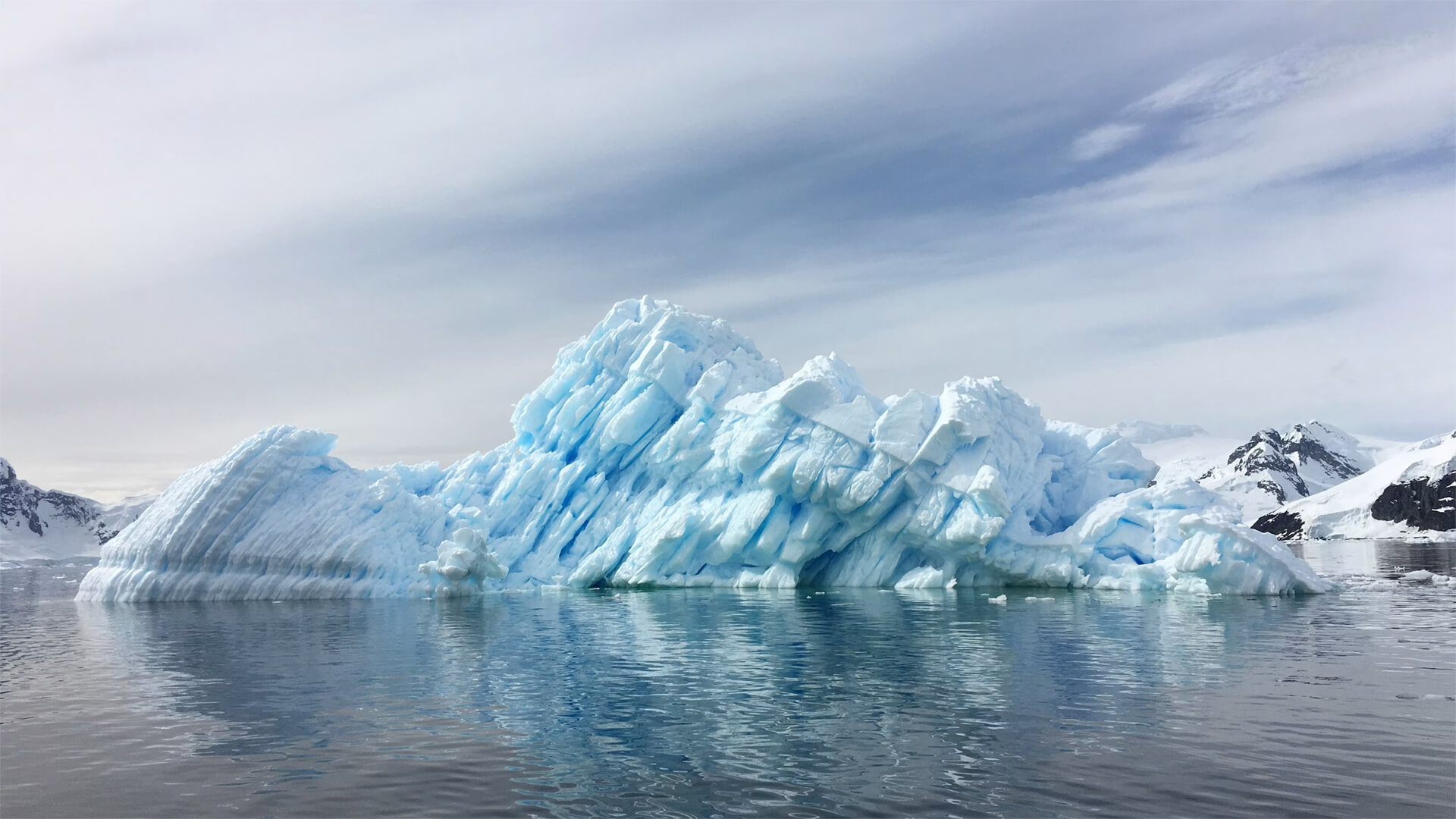 A glacier in the ocean floating