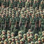 Chinese soldiers in camouflage fatigues