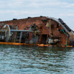 a ship sinking in the ocean