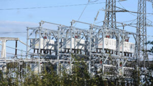 An electrical station with transformers