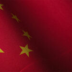 Flag of China woven and waving
