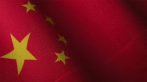 Flag of China woven and waving